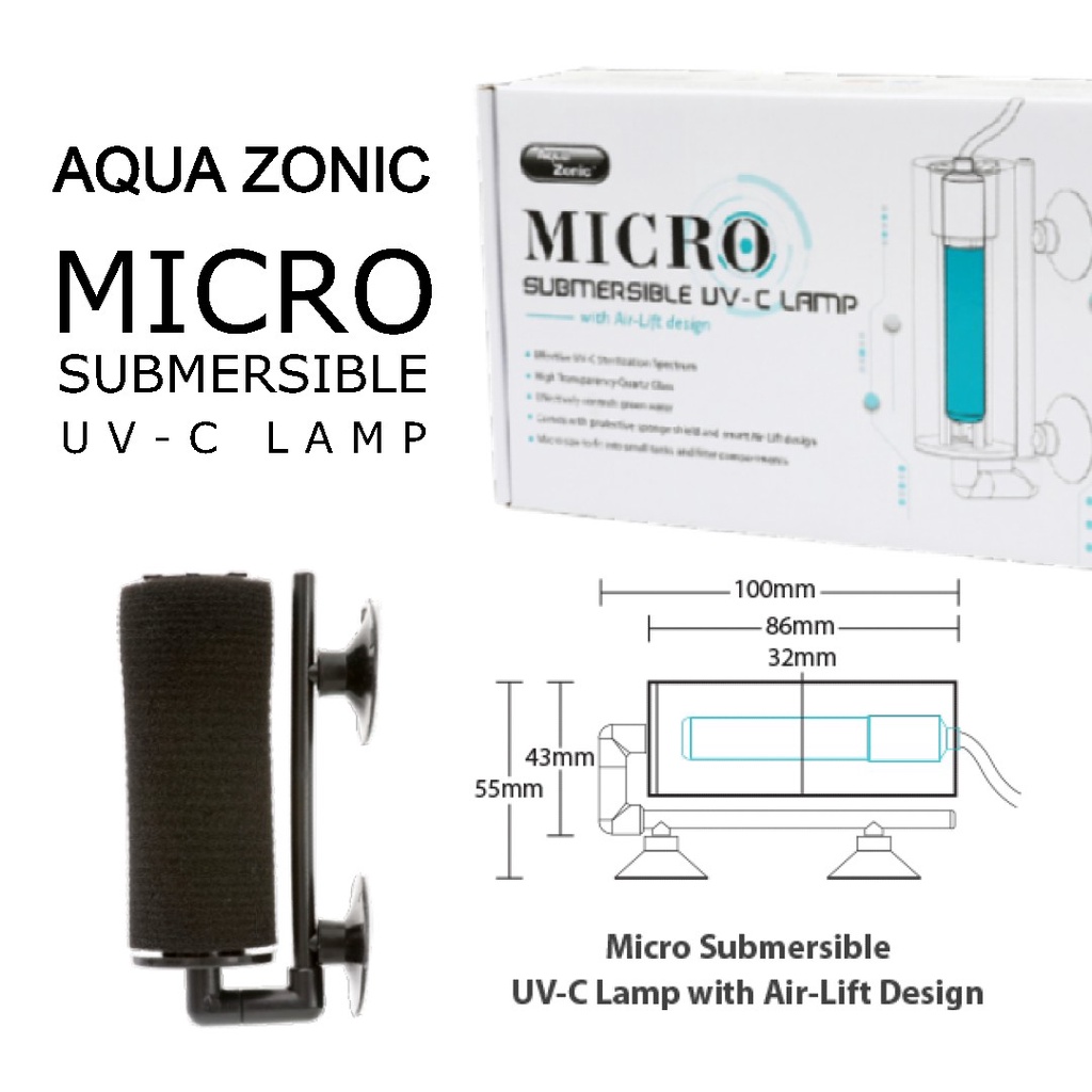 AQUAZONIC® MICRO SUBMERSIBLE UV-C LAMP 3Watt UV209